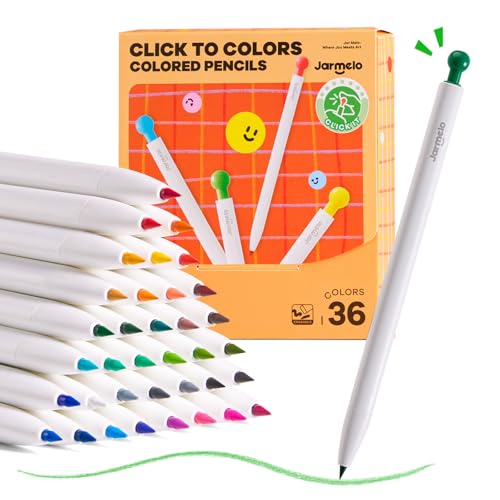 Jar Melo 36 Colors Mechanical Colored Pencils for Kids | Erasable & Sharpener, Unbreakable 3mm Thick Color Leads, Retractable, Triangular Grip, Non-Toxic, Oil-Based, Back to School - style: 36 Colored