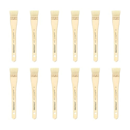 XDT#5249 Hake Paint Brush Set, 12Pcs Flat Goat Hair Wash Brushes (1.06") for Watercolor, Pottery Glaze, Acrylic, and Oil Painting - size: 12Pc Goat Hair(1.06 In)