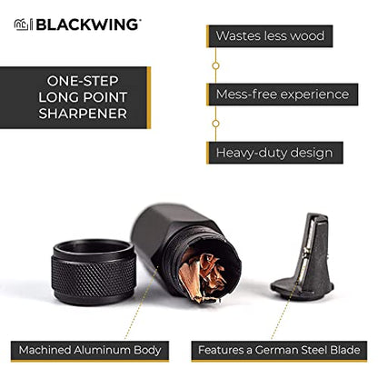 Blackwing One-Step Long Point Pencil Sharpener, German Steel Blade, Black - color: Black