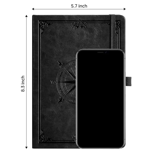 AHGXG Lined Journal Notebook, 192 Numbered Pages, A5 Size (5.7'' x 8.3'') - color: Black, style: Lined
