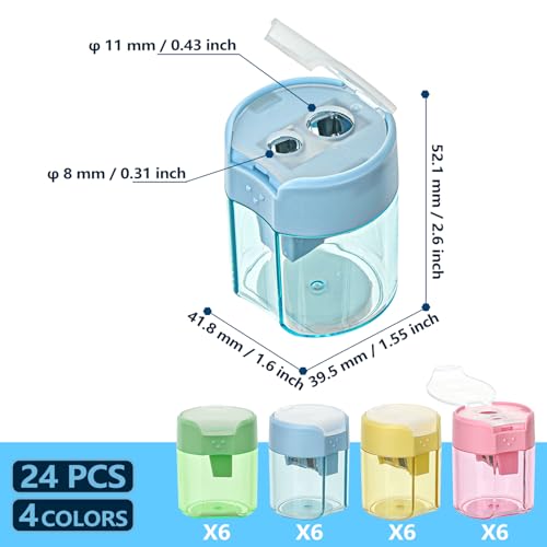 Colored Pencil Sharpener Bulk for Kids Manual Handheld Crayon Sharpeners - style: 24Pcs Sharpeners - A