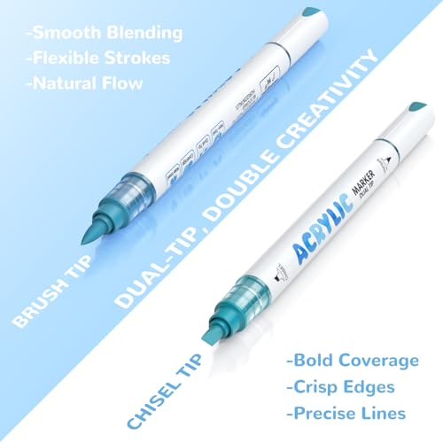 Guangna 240 Colors Dual Tip Acrylic Paint Markers, Brush Tip & Chisel Tip Acrylic Paint Pens for Rock, Wood, Glass, Paper, Coloring Book, Ceramic, Canvas, Water-Based Ink - color: 240 Colors
