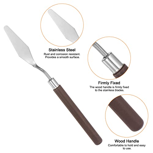 HARFINGTON 2pcs No.3 Palette Knives 17mm Width Stainless Steel Large Pointy Spatula Painting Pallet Knife with Wood Handle for Oil Acrylic Canvas Mixing Spreading, Red - size: 17mm