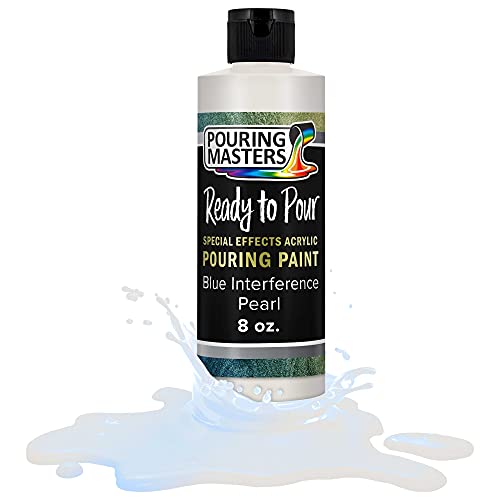 Pouring Masters Blue Interference Pearl Special Effects Acrylic Pouring Paint - Premium 8-Ounce Pre-Mixed Fluid Acrylic Paint - Fluid Art Supplies for Canvas, Wood, Paper, Tile & Rocks - color: Blue, size: 8 Fl Oz (Pack of 1)