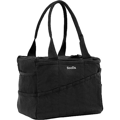 Soolla Studio Bag: Art Supply Storage Organizer & Pottery Tool Bag, Washable Tote, Yarn Bag, Crochet, 30 Pockets, 15+ Colors - color: Blackout