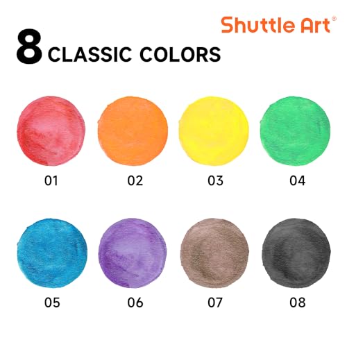 Shuttle Art 40 Pack Watercolor Paint Set, 8 Colors Watercolor Paint with Paint Brushes for Kids and Adults, Washable Paint for Classroom, Parties, Kindergarten and Art Activities