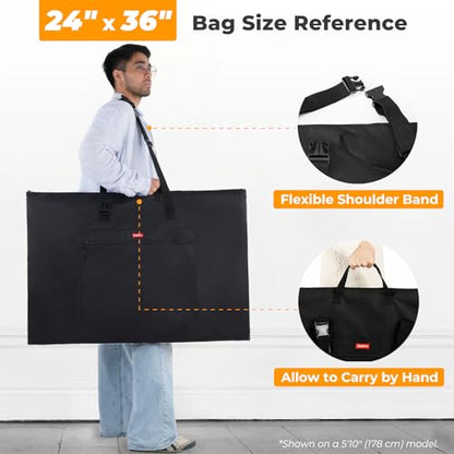 Nicpro Light Weight Art Portfolio Bag, 24x36” Waterproof Art Portfolio Case | with Shoulder & Handle Carry, for Artwork, Poster, Sketch Drawing, Canvas, Photography, Solar Panel Storage - size: 24 x 36 inches