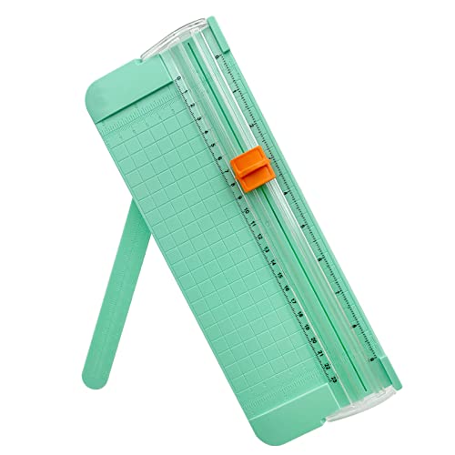 Paper Cutter, A4 Paper Trimmer with Security Safeguard & Side Ruler Portable Straight Edge Cutter for Scrapbooking Craft Paper, Photos, Label, Cardstock (Green) - color: Green