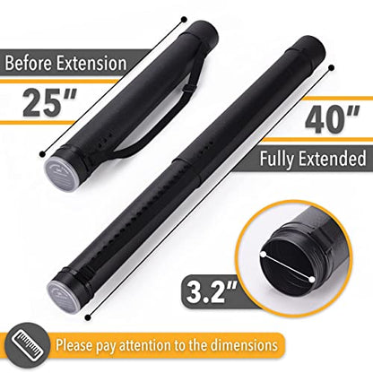 Mr. Pen- Poster Storage Tube with Strap, 25"-40" Extendable
