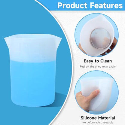 Gartful 450ml Large Silicone Measuring Cups, 15OZ Reusable Squeeze and Pour Resin Cups for Epoxy, Casting Molds, Slime, Craft Art Projects, Cup Making, Waxing, 4 Packs - size: 450ml*4