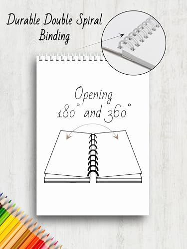 Sketchbook 8.5x11, 60 Pages, Top Spiral Bound Sketch Pad, Heavyweight 110lb/199gsm Thick Drawing Paper, Large Art Sketch Book for Kids, Adults & Beginners, Ideal for Sketching, Coloring & Doodling