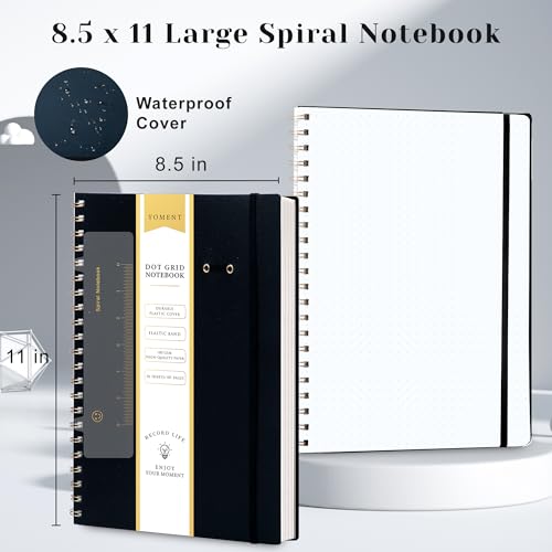Yoment Bullet Dotted Journal Spiral Notebook 8.5 x 11 A4 Dot Grid Notebooks | 100 GSM Thick Dot Paper, Large Journaling Notebooks for Work School Sketching, A4 Black - color: Black, style: F - Dotted - A4