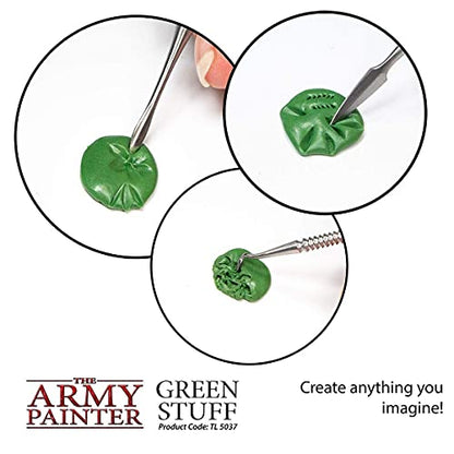 The Army Painter, Green Stuff Kneadatite, 20 cm Modelling Putty | Mouldable Model Putty Modelling Compound for Miniatures, Easy-to-Knead Green Putty Epoxy Clay for Sculpting