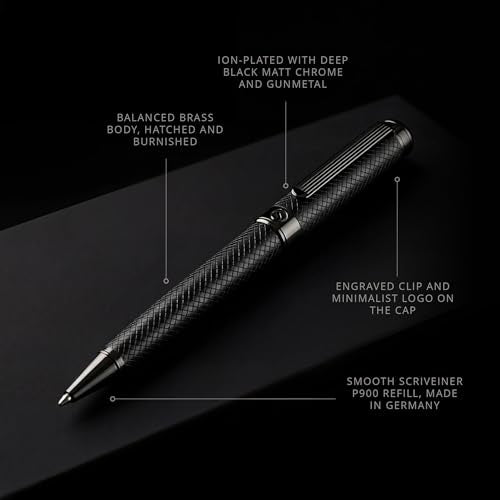 Scriveiner All Black Ballpoint Pen -Stunning Luxury All Metal Matt Black Pen, Schmidt Black Refill, Best Gift Set for Men & Women, Professional Executive Office, Nice Fancy Designer Pens - color: 9. All Black