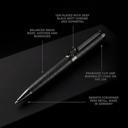 Scriveiner All Black Ballpoint Pen -Stunning Luxury All Metal Matt Black Pen, Schmidt Black Refill, Best Gift Set for Men & Women, Professional Executive Office, Nice Fancy Designer Pens - color: 9. All Black