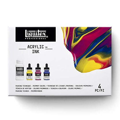 Liquitex Professional Acrylic Ink, 1-oz (30ml), Pouring Technique, Primary Colors, Set of 4 - color: Pouring Set - Primary Colors