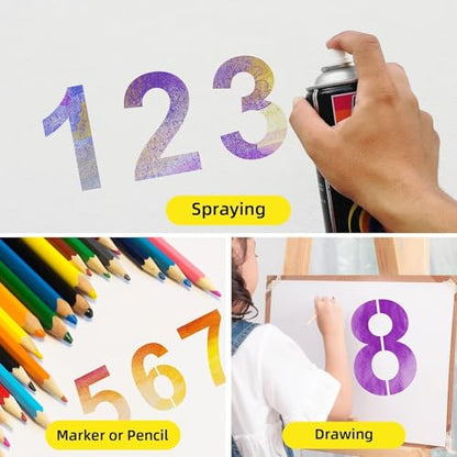 8 Inch Number Stencils Plastic Number Stencils Reusable Digital Painting Templates for Cake Stencil Address Templates - size: 8 Inch