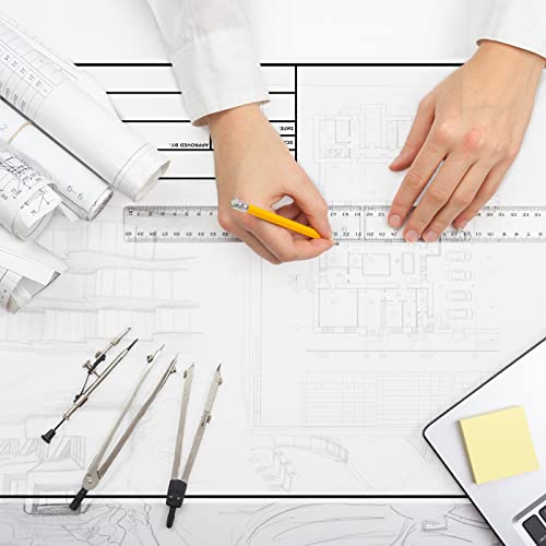 Geyee 10 Sheets Architectural Vellum Paper 18" x 24" Drafting Vellum Tracing White Translucent Drafting Paper Rag with Border and Title Block for Drawing Sketching Architecture Building