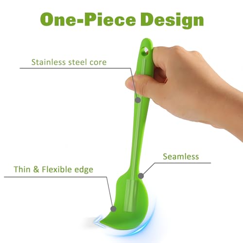 Silicone Spatula, 8.5 inch Rubber Spatula Heat Resistant One Piece Design Non-Stick Flexible Kitchen Scrapers with Stainless Steel Core for Baking, Mixing, Cooking (5-piece)