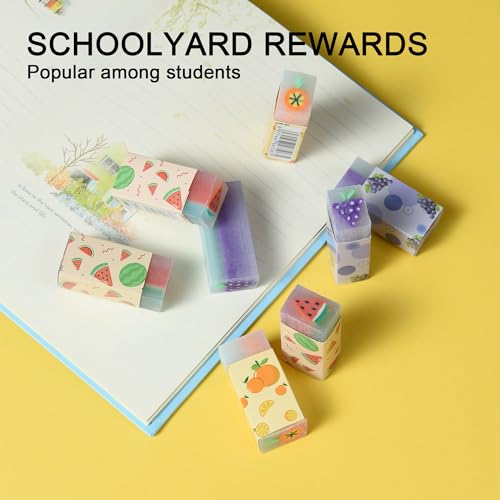 HILAZA 18Pcs Cute Fruit Erasers for Kids Bulk, Kawaii Fun Pencil Jelly Erasers for School Classroom Supplies Prize Gifts Party Favors - style: FRUIT