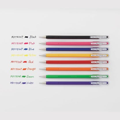 Pentel Arts Hybrid MATTEHOP Gel Roller, 1.0mm, Matte Black, Matte Red, Matte Blue, Matte Green, Pack of 4 Pens (K110VBP4M) - color: Assorted 1
