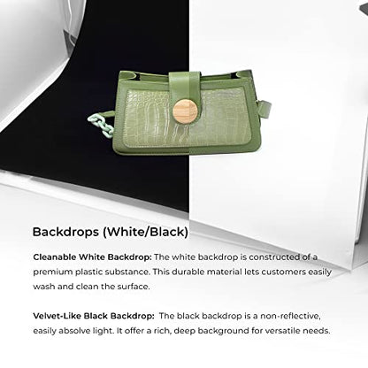 Foldio3-25Inch Product Photography Light Box, 65W High Powered Dimmable LED Light, CRI 98+, Foldable, White PP & Black Flocking Background Included, All-in-One Photo Studio Lightbox by ORANGEMONKIE - size: Foldio3