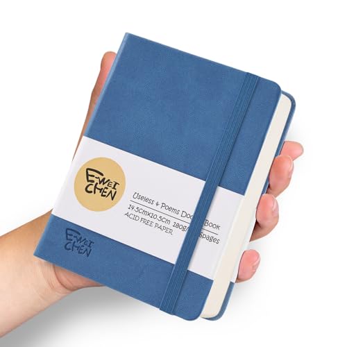 5.7x4.1" Hardcover Mixed Media sketchbook,Pocket Junk Journal Supplies - color: PU Cover-5.7x4.1in-Dark Blue