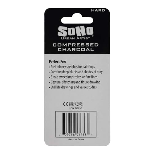 SoHo Urban Artist Compressed Charcoal Sticks, Pack of 3 - size: 3 Pack, style: Hard