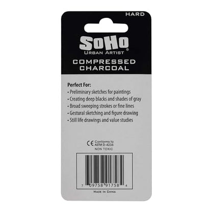 SoHo Urban Artist Compressed Charcoal Sticks, Pack of 3 - size: 3 Pack, style: Hard