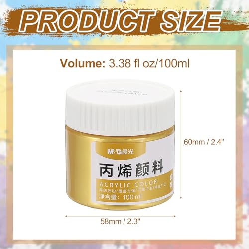PATIKIL M&G Acrylic Paint, 3.38 Fl Oz(100ml) Matte Finish Rich Pigments Waterproof Art Painting Supplies for Fabric Canvas Wood Leather Stone Cloth, Gold - color: Gold