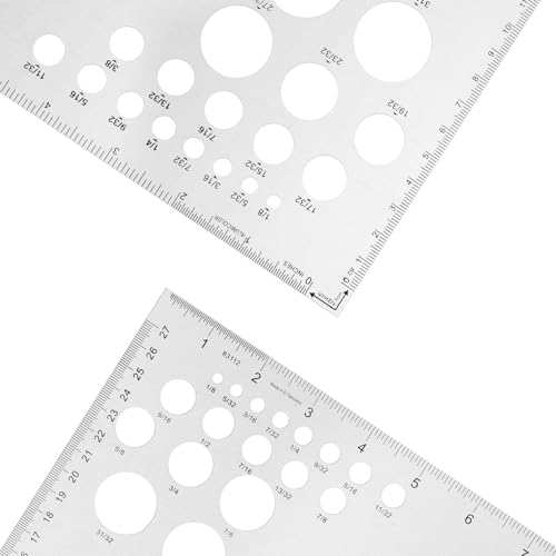 2 Pcs Aluminum Calibrated Drafting Triangle 12 Inch Engineering Scale 30/60 & 45/90 Degrees Triangle Ruler for Drafting, Design, Woodworking, Office Supplies, and Architecture