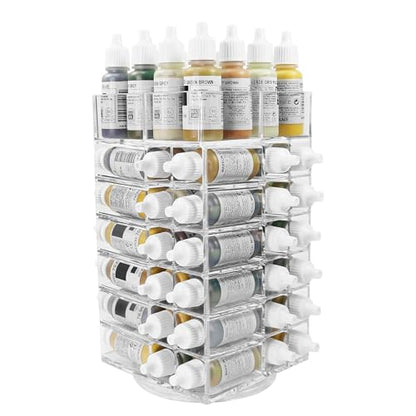 Evemodel 6-Tier Spinning Paint Organizer Rack for 48 Bottles, Rotating Tower Craft Paint Storage Holder Stand SN02