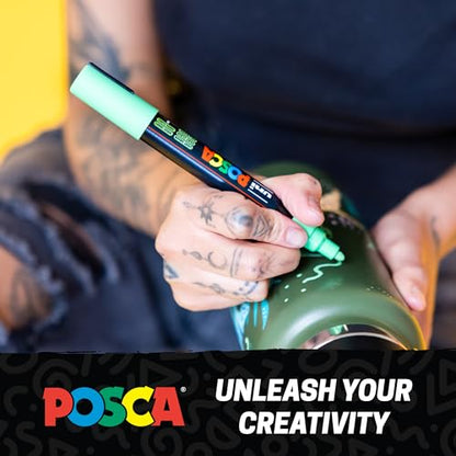 POSCA® PC-5M Paint Markers, 8 Count Medium Reversible Tip Set (1.8–2.5 mm) - size: 1 Count (Pack of 8), style: Round Tip