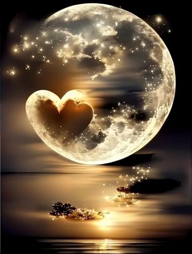 YIYITUPO Diamond Painting Kit, Full Moon Landscape, 12x16 Inches, Round Resin Rhinestones, Full Drill Coverage, Adults (YYZ-017) - color: YYZ-017