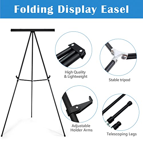Falling in Art 63 1/2'' Lightweight Aluminum Flip Chart Display Easel Stand | Presentation Easel with Adjustable Floor for Boardroom, Whiteboard, Paper Pads, Signage, Black - style: Black 1-Pack