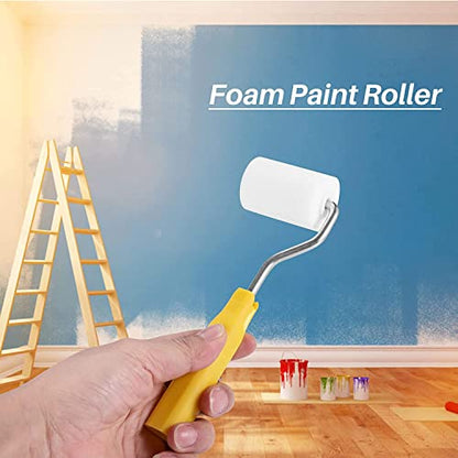 RZJZGZ Mini Foam Paint Roller Painting Decorating Touch Up Trim Kit 2 inch Small Paint Roller Tray Set with High-Density Foam Roller Covers, Mini Wool Brush,2" Paint Frame, Pack of 6