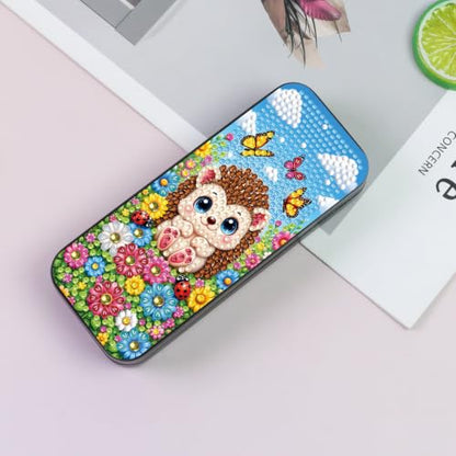 FlyingMage 5D Diamond Art Painting Kit, Hard Shell Eyeglasses Glasses Case | Flower Hedgehog DIY Diamond Dots, Small Gem Art Paint Mosaic Kits, Cute Rhinestone Sunglasses Case for Adults Beginner Women - color: Multicolor Flower Hedgehog