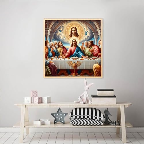 5D Religious DIY Diamond Painting Kits for Adults,The Last Supper Full Drill Embroidery Cross Stitch Crystal Rhinestone Paintings Pictures Arts Wall Decor Painting Dots Kits 14X14 Inch - color: The Last Supper