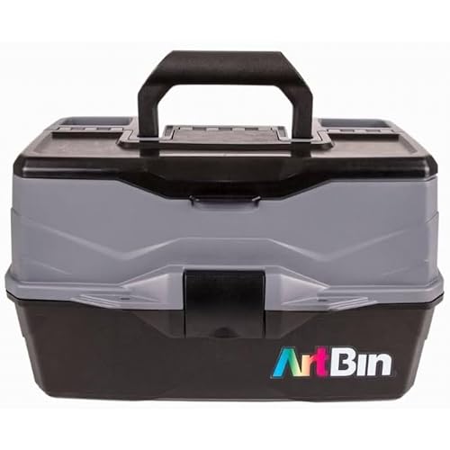 ArtBin 3-Tray Art Supply Box Versatile Organizer for Brushes, Paints, Stamps, and More - Durable Hard Plastic, Secure Closure, Portable with Top Trays and Dividers - style: Three Tray