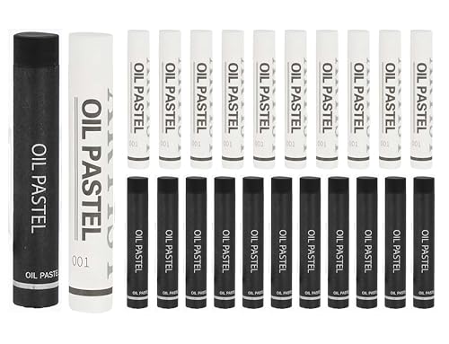 Soft Oil Pastels, 24 Pcs Vibrant Creamy White & Black Pastels Stick Crayons Replenish Art Supplies for Blending Painting Drawing Graffiti - color: white & Black