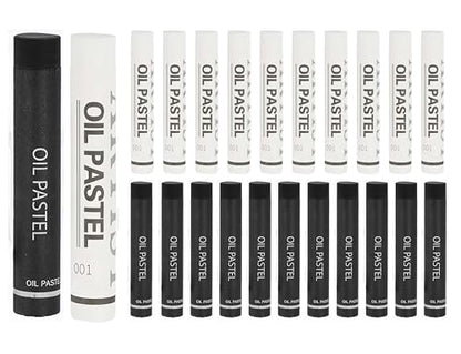 Soft Oil Pastels, 24 Pcs Vibrant Creamy White & Black Pastels Stick Crayons Replenish Art Supplies for Blending Painting Drawing Graffiti - color: white & Black