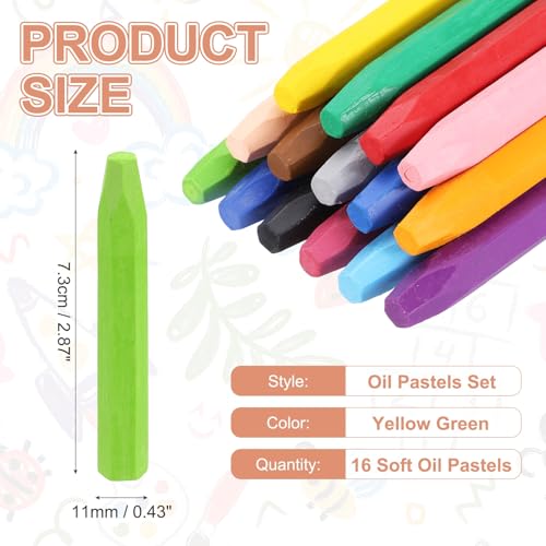 MECCANIXITY 16PCS Oil Pastels Set, Soft Oil Colored Drawing Pastels Chalk Vibrant Color for Artists Art Supplies for Beginners Teachers, yellow Green - color: Yellow Green