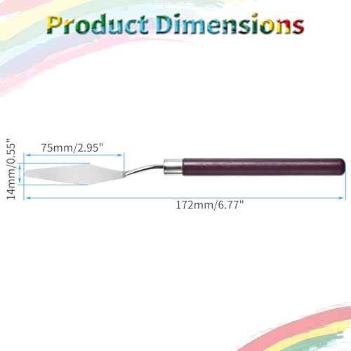 4 Pcs Palette Knife, #3 Pointed Head Spatula, Redwood Handle