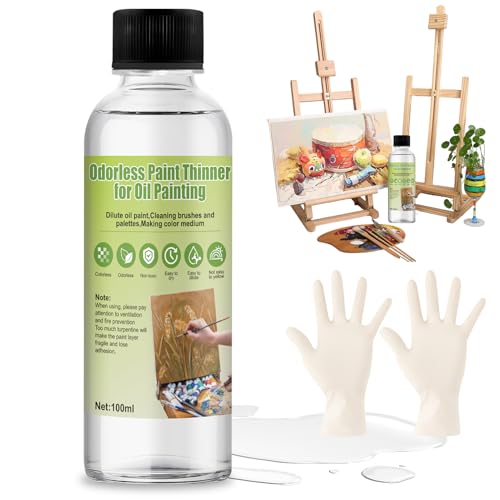 100ML Odorless Mineral Spirits, Dilute Oil Paints and Clean Brushes | Mineral Spirits Paint Thinner Highly Dilutable Quick-Drying and Powerfully Cleaning - color: clear