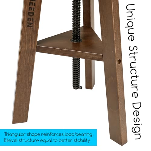 MEEDEN Walnut Drafting Stool with Solid Beech Wood, Height Adjustable Artist Studio Stool, Bar Stool, Office & Kitchen Stool, Perfect for Studio, Home Use, Bars | Up to 220 Lbs, German Beech Wood Drafting Chair, Perfect for Artists Studio, Home Use, Kitch