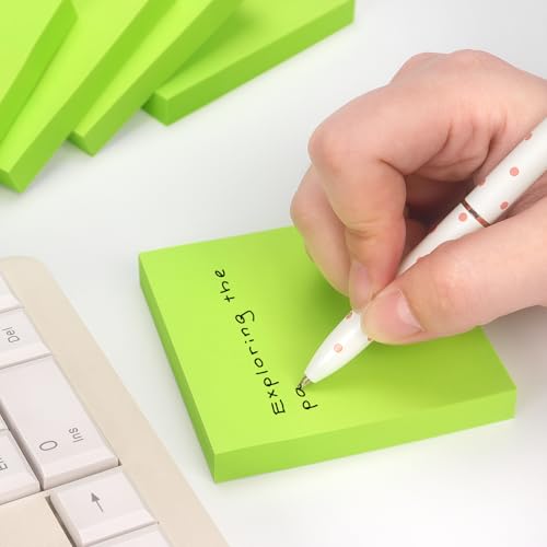 OSBOO Sticky Notes 3x3 with Bright Colors, 6 Pads 100 Sheets/Pad (Green) | Bright Green Self-Stick Notes Pads, 600 Sheets Total, Easy to Stick and Remove, Perfect for Office, School and Home - color: Green