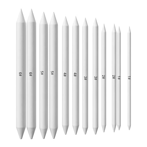 6 Pack Blending Stumps and Tortillions for Drawing, Sketch Paper Smudge Sticks, Assorted Size Blending Tools for Student Sketching, Shading, Charcoal and Pencil Art