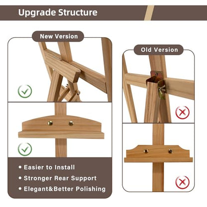 Adjustable Pine Wooden Painting Easel, Art Easel for Display - color: Nature