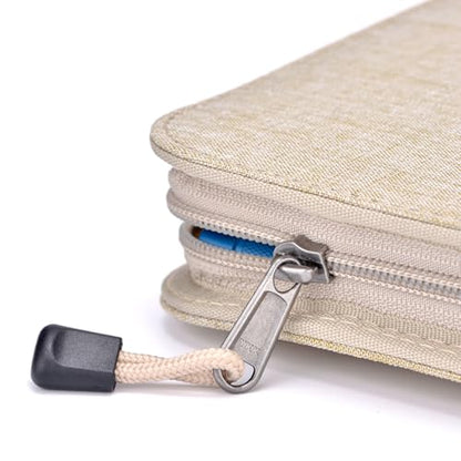 erofa 48 Slots Fountain Pen Case, Beige Water Resistant Canvas Pen Holder Display Pouch Storage Large Capacity Bag - color: Beige-Canvas