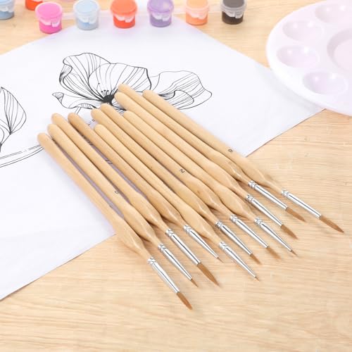 11 Pcs Miniature Detail Paint Brush Set | Ergonomic Triangular Handle Fine Tip Brushes for Acrylic, Watercolor, Oil, Rock Painting, Model Figures